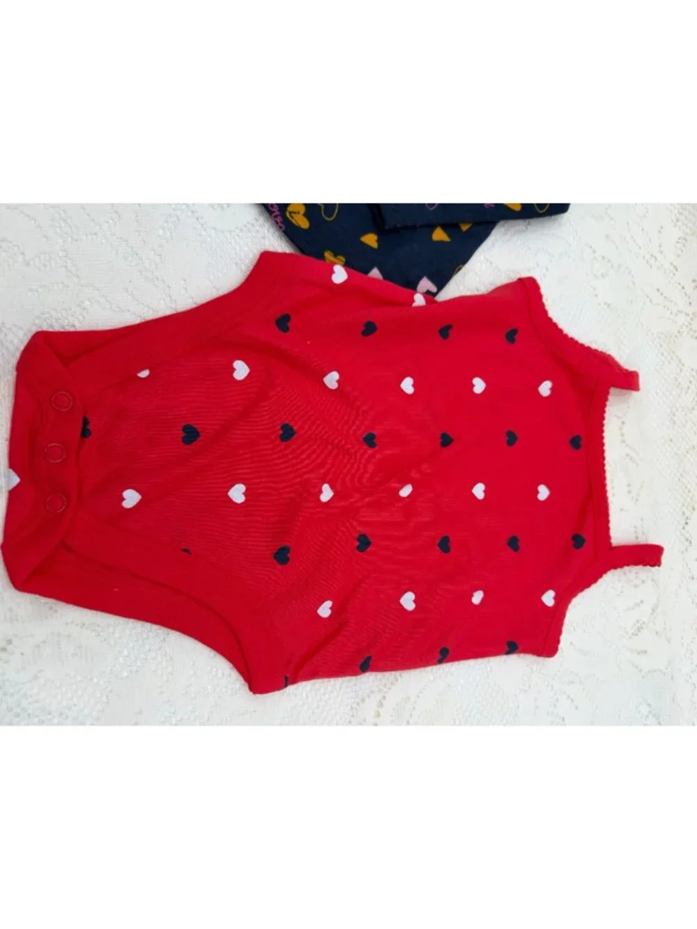Garanimals Baby 2-Piece Outfit Set Heart Print Top & Bodysuit 3-6M Navy & Red